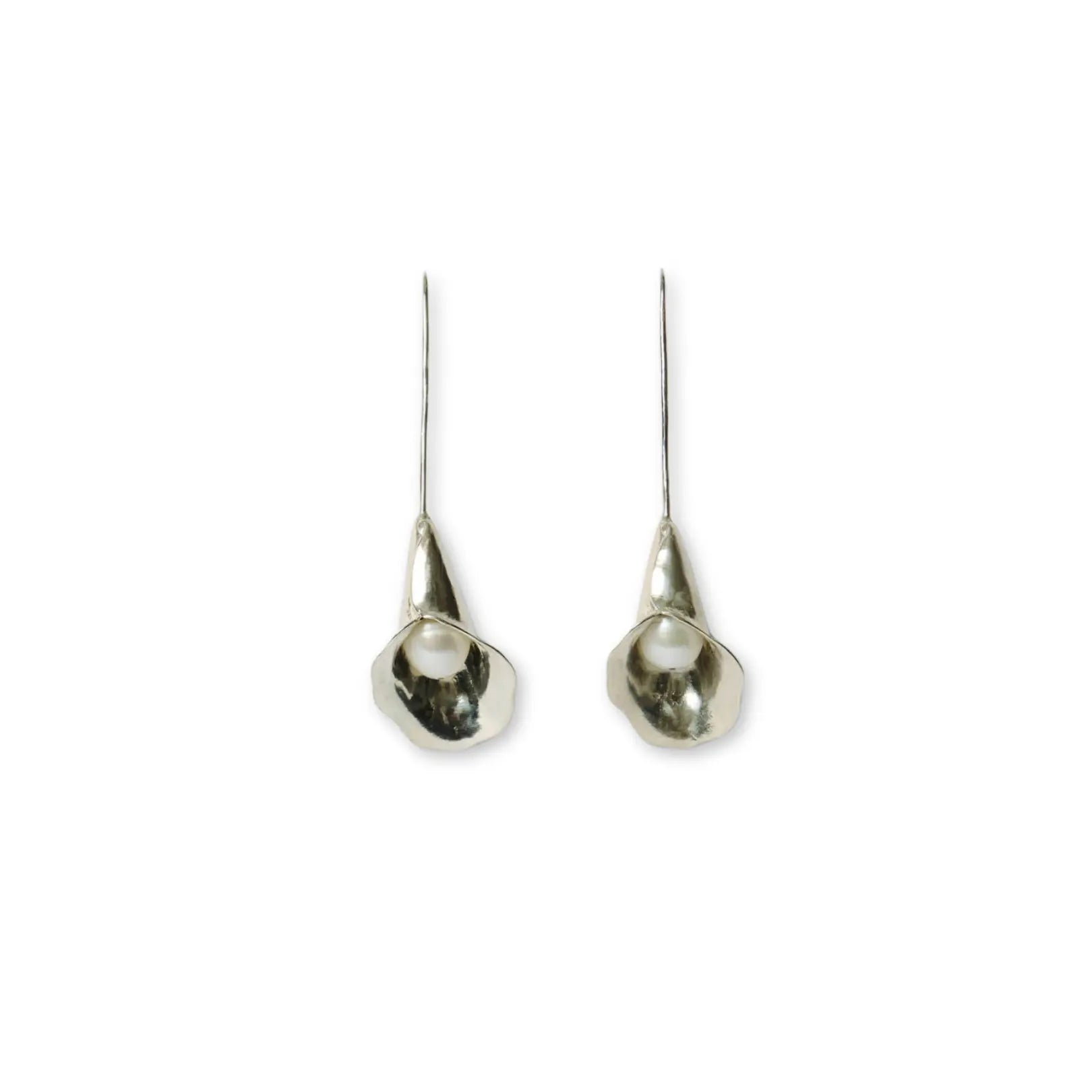 Calla Lily Drop Earrings Silver