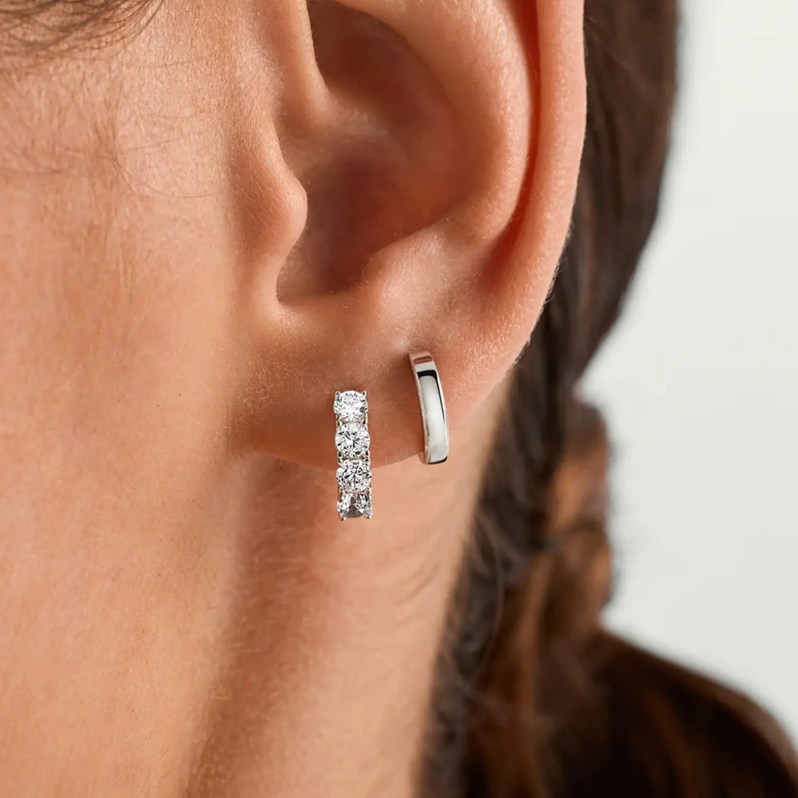 Sapphire Silver Huggies