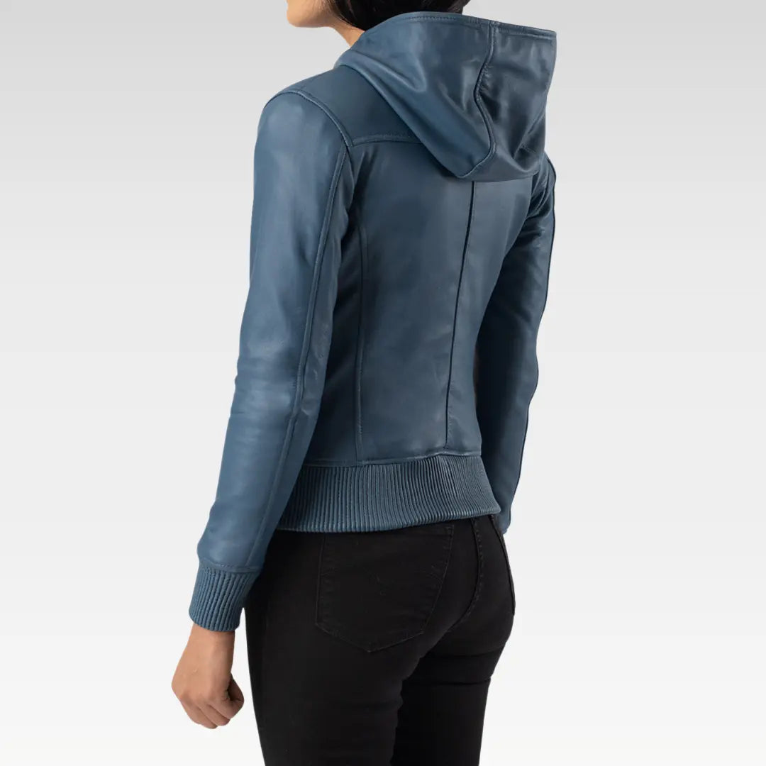 Luna Hooded Leather Bomber Jacket