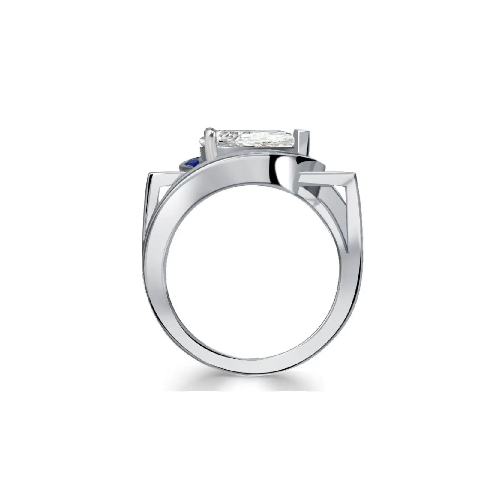 Art Deco Pear Shaped Blue Sapphire Engagement Ring