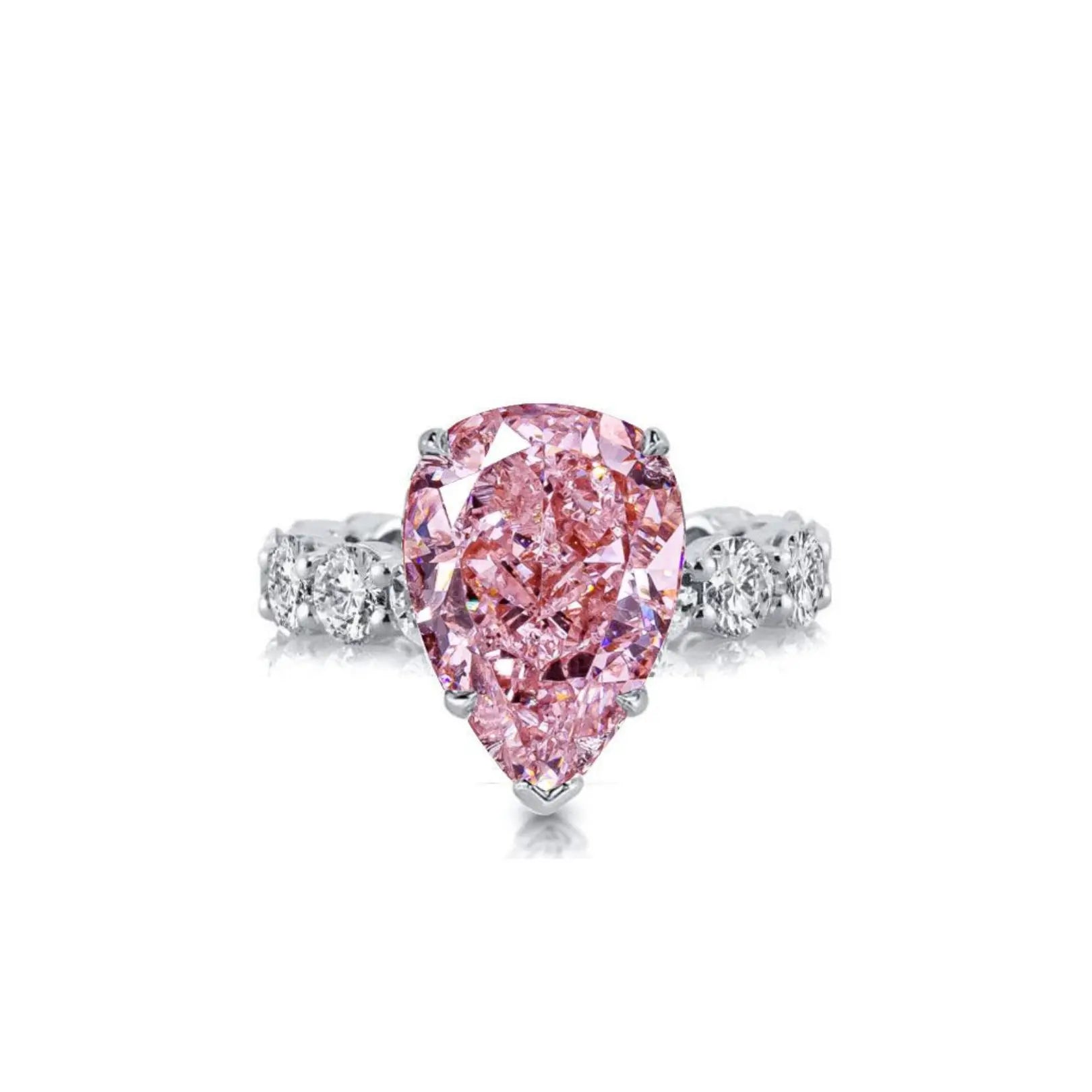 Pink Stone Pear Shaped Engagement Ring