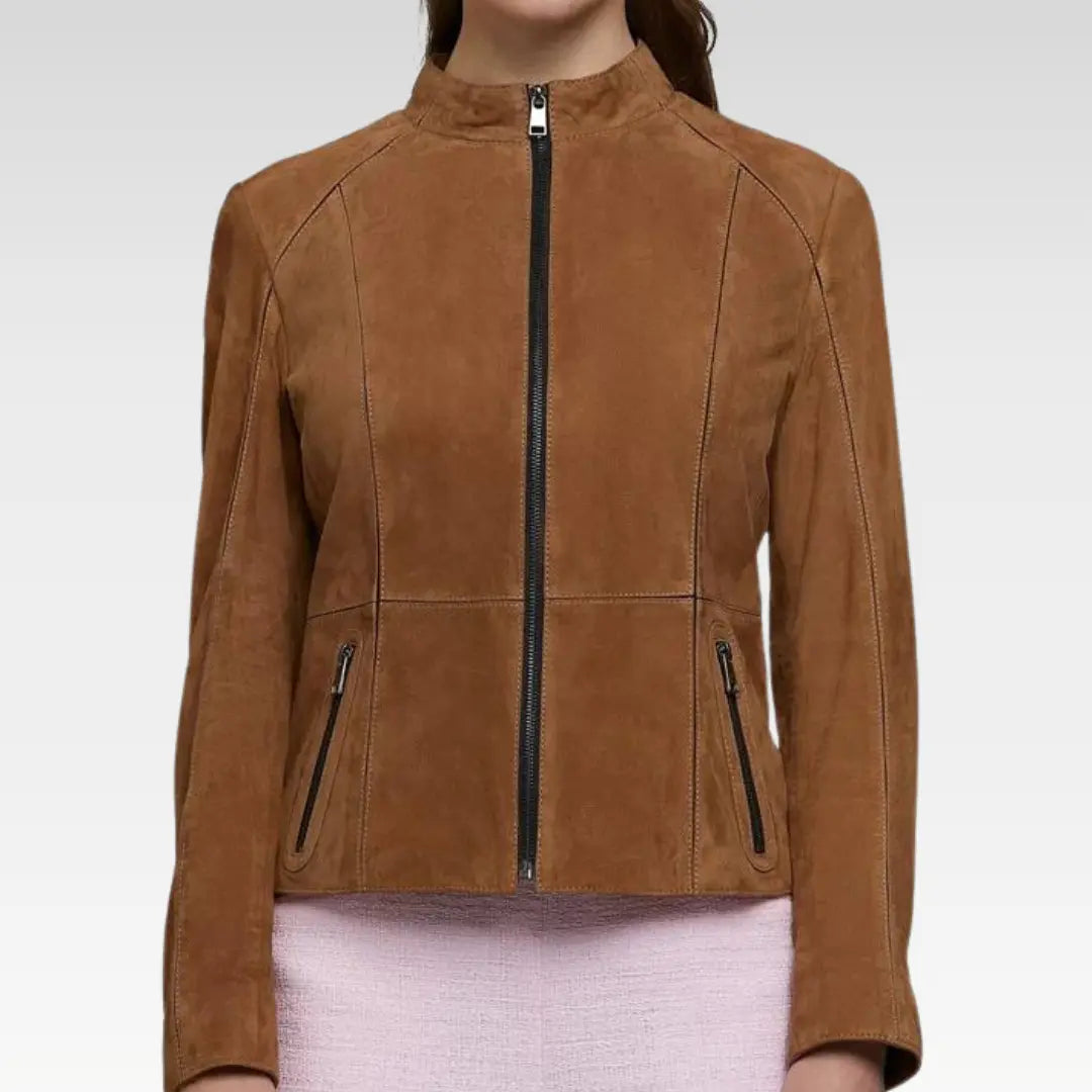 BROWN SUEDE LEATHER JACKET WOMEN’S