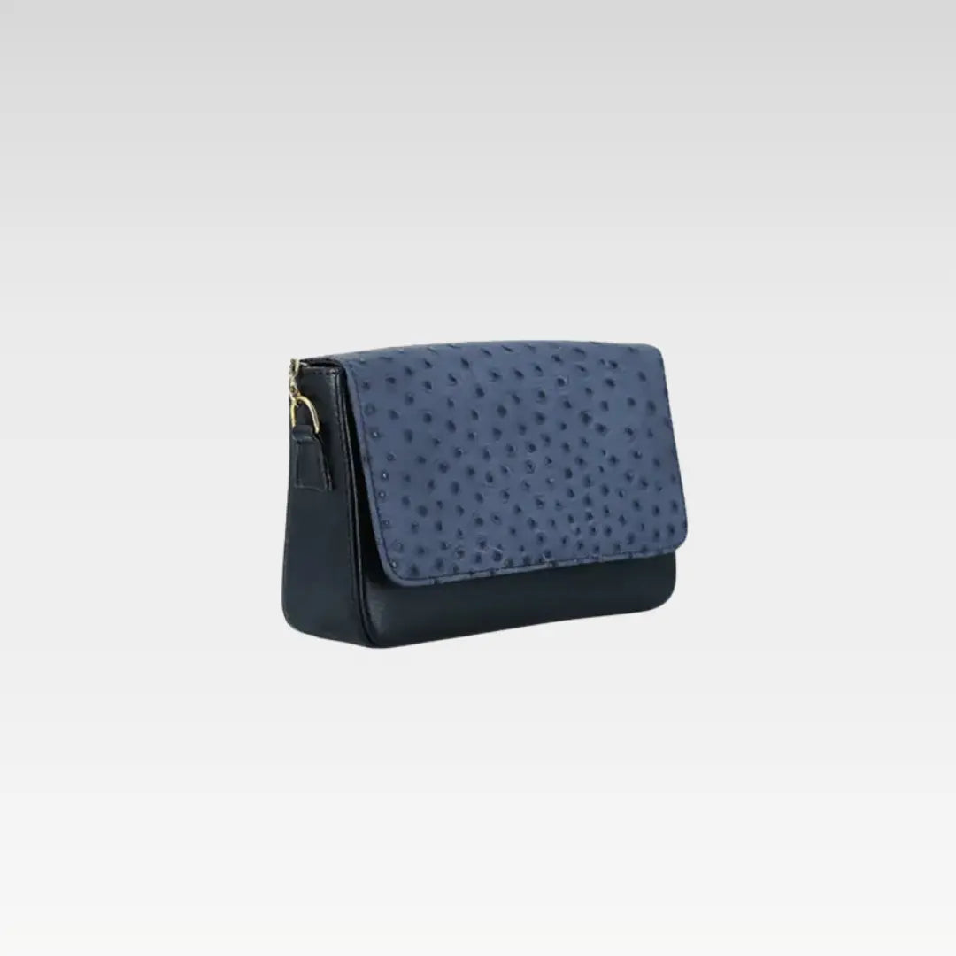 Slate Grey Ostrich Texture Leather Clutch Bag