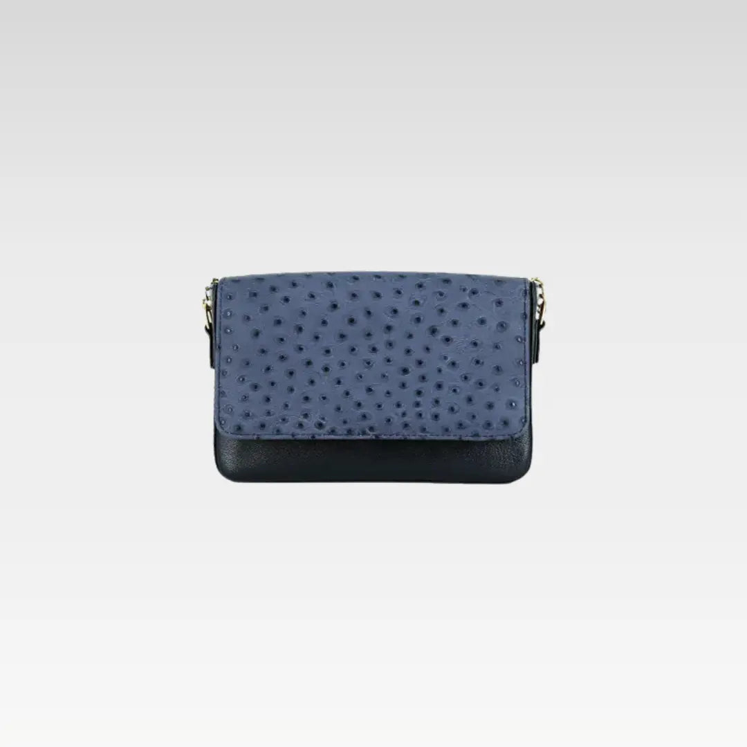 Slate Grey Ostrich Texture Leather Clutch Bag