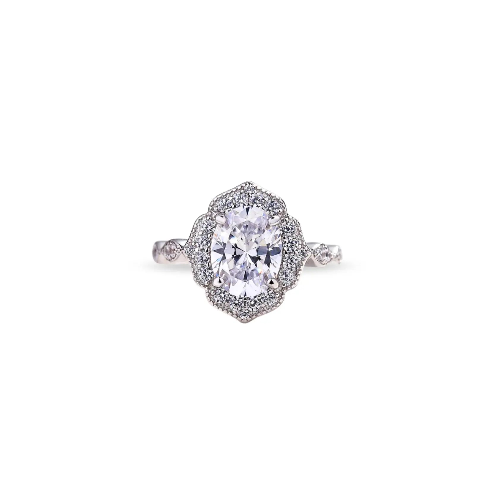 Vintage Halo Oval Cut Engagement Ring