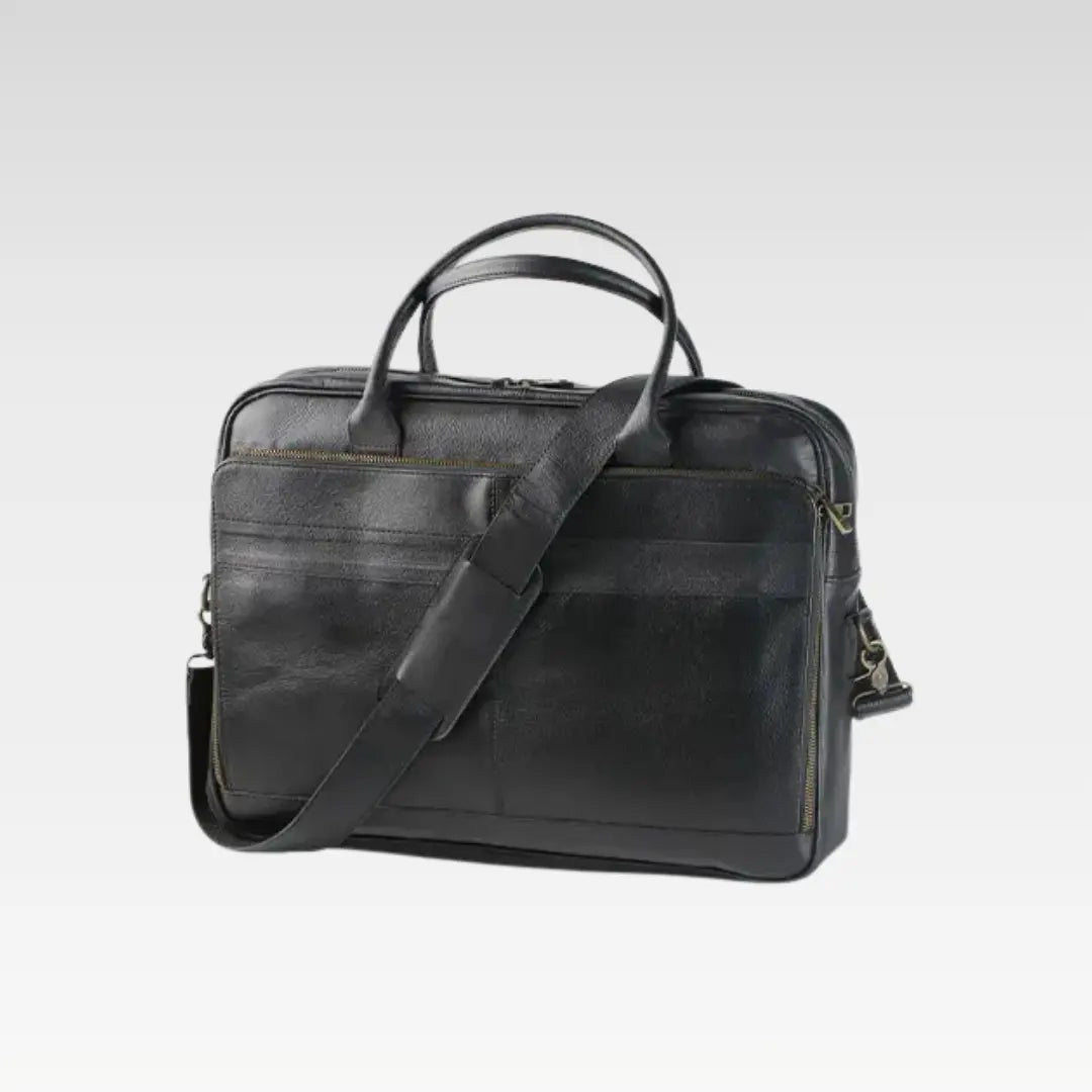 Black Executive Leather Pro Laptop Bag