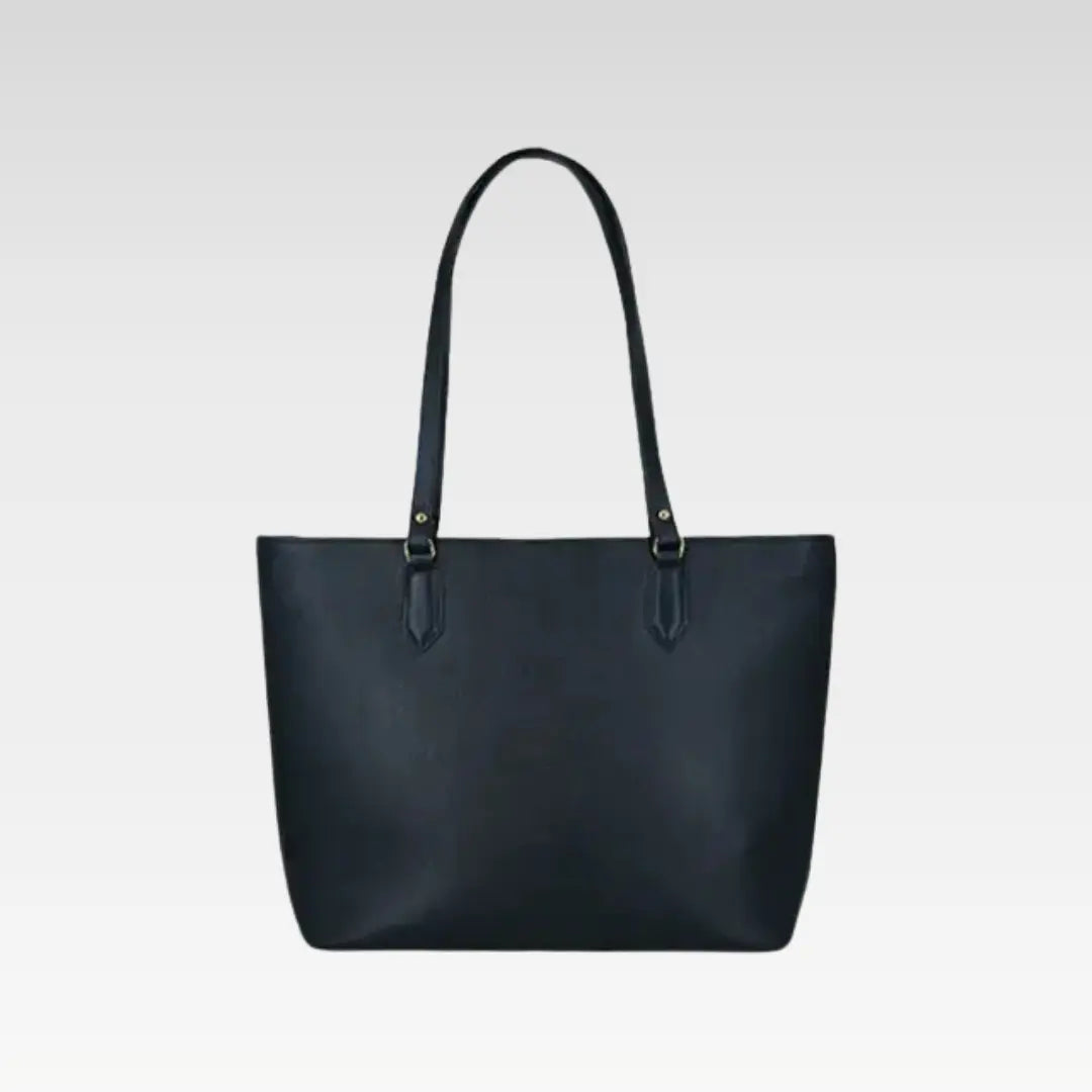 Black Leather Laptop Tote Bag Professional & Spacious For Office Use