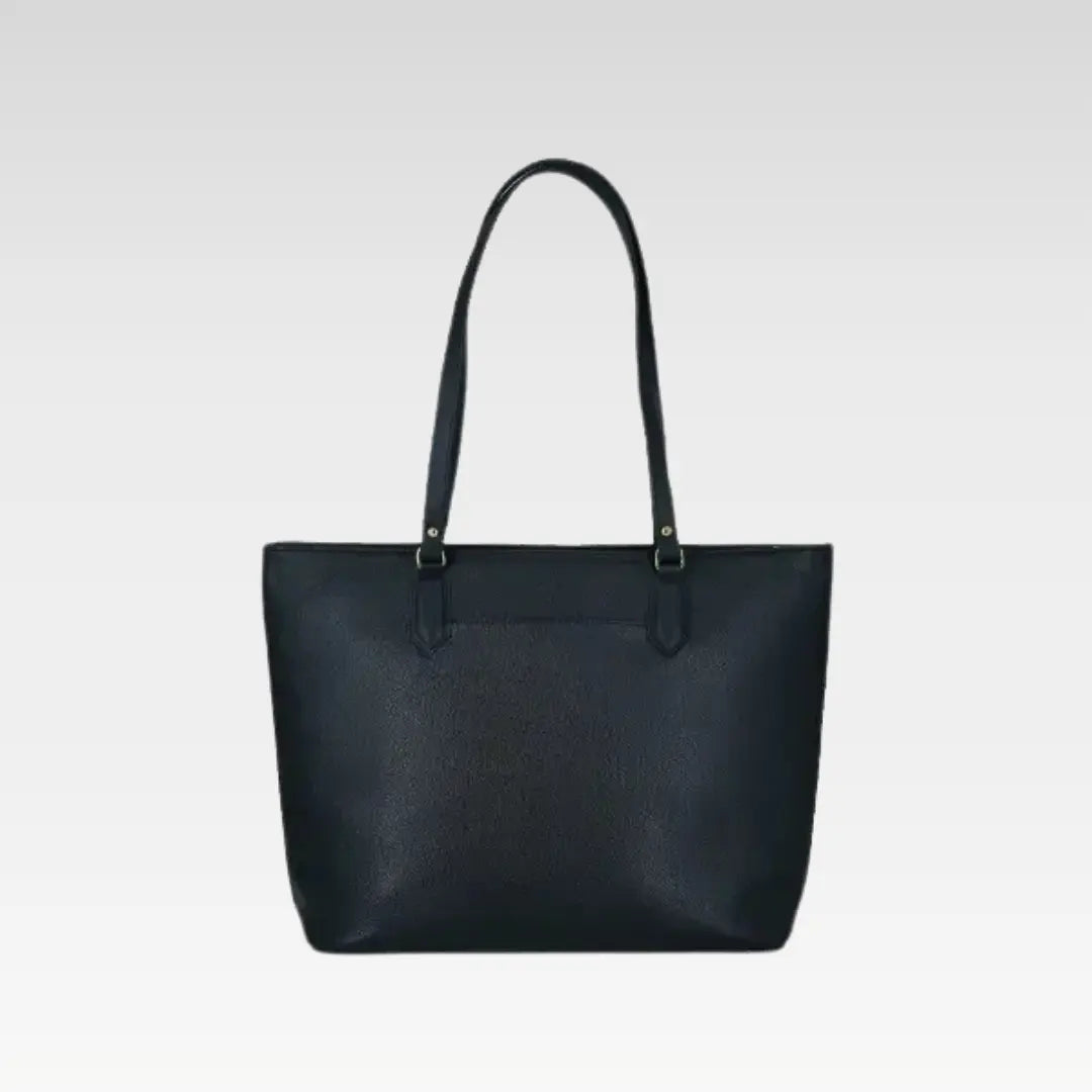 Black Leather Laptop Tote Bag Professional & Spacious For Office Use