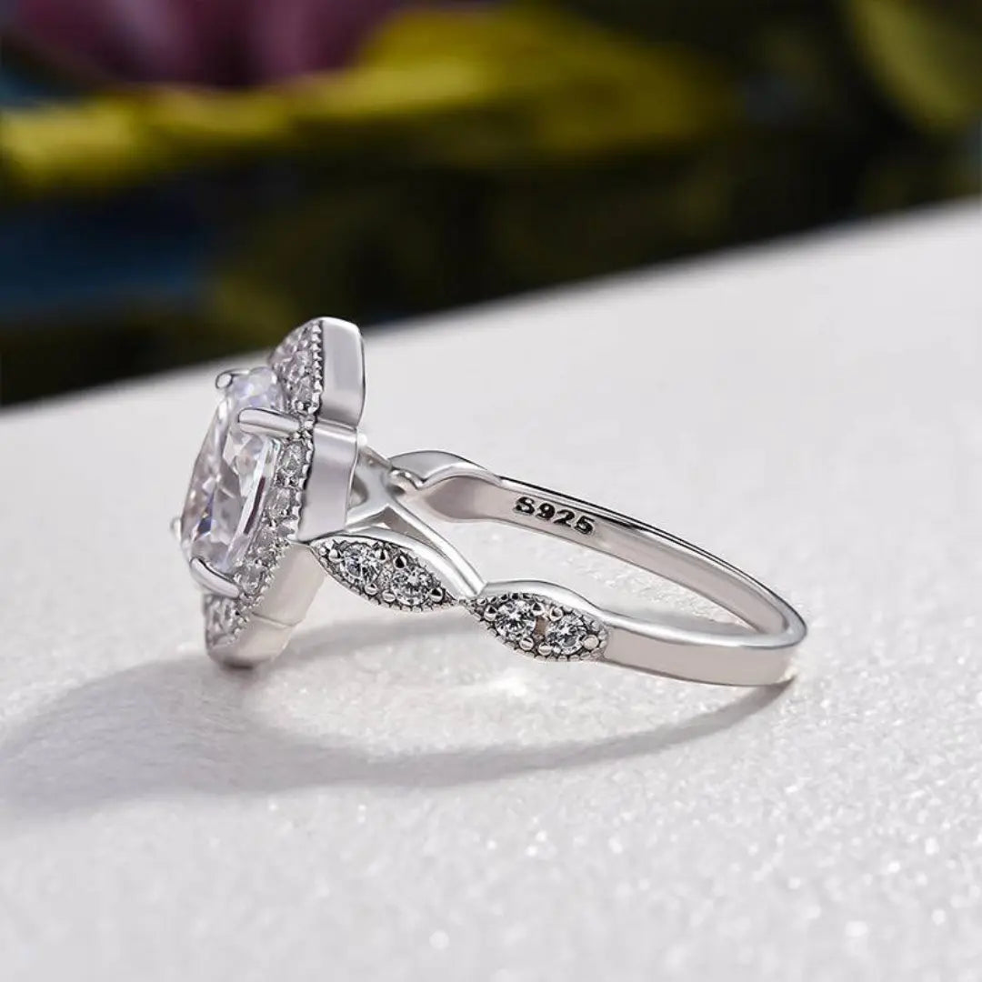 Vintage Halo Oval Cut Engagement Ring