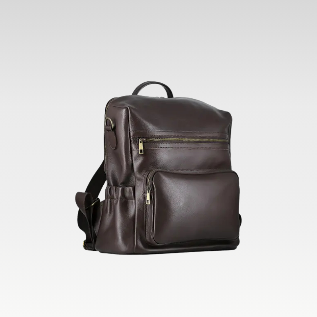Brown Elegant Leather Ladies Backpack For Daily Use & Travel