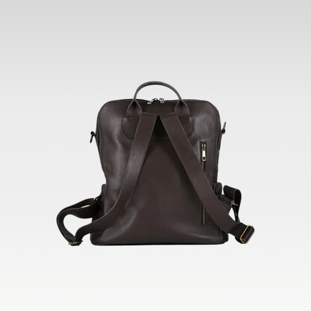Brown Elegant Leather Ladies Backpack For Daily Use & Travel