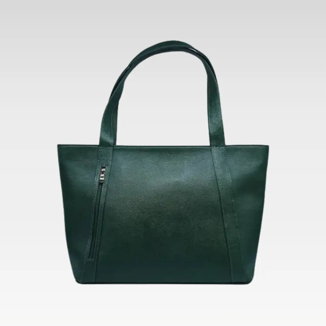 Dark Green Elegant Leather Tote Bag Perfect For Work & Daily Essentials