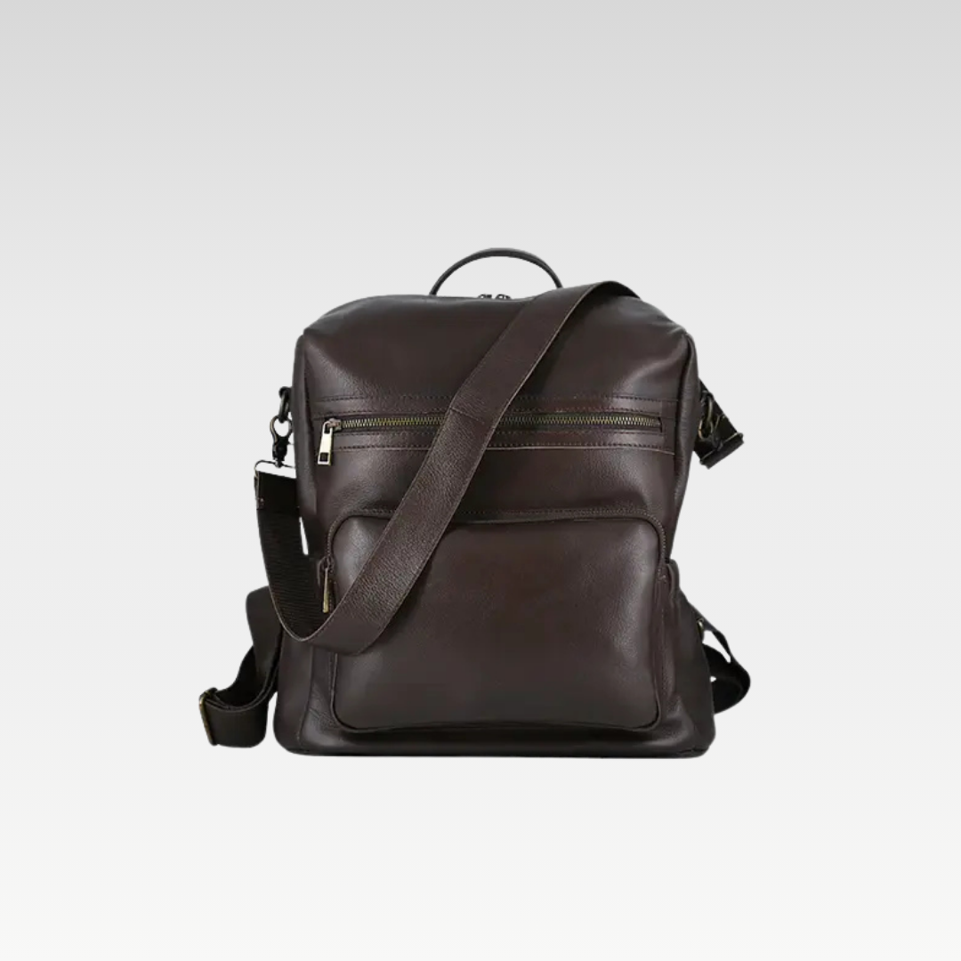 Brown Elegant Leather Ladies Backpack For Daily Use & Travel