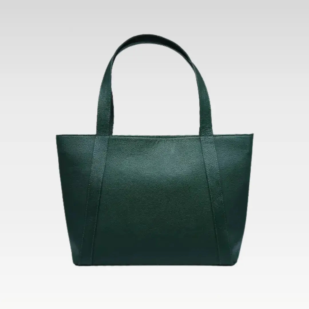 Dark Green Elegant Leather Tote Bag Perfect For Work & Daily Essentials