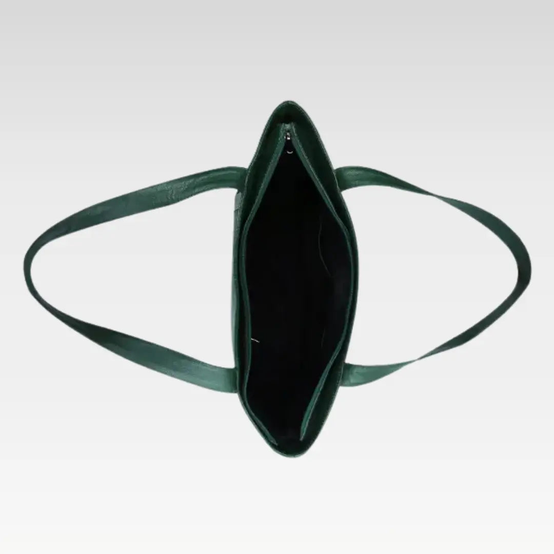 Dark Green Elegant Leather Tote Bag Perfect For Work & Daily Essentials
