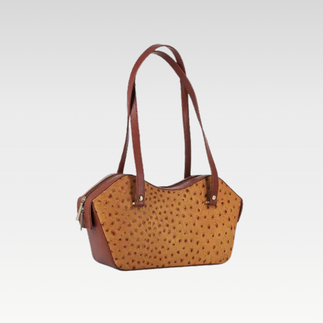 Towny Brown Stylish Lips Shape Leather Handbag For Women