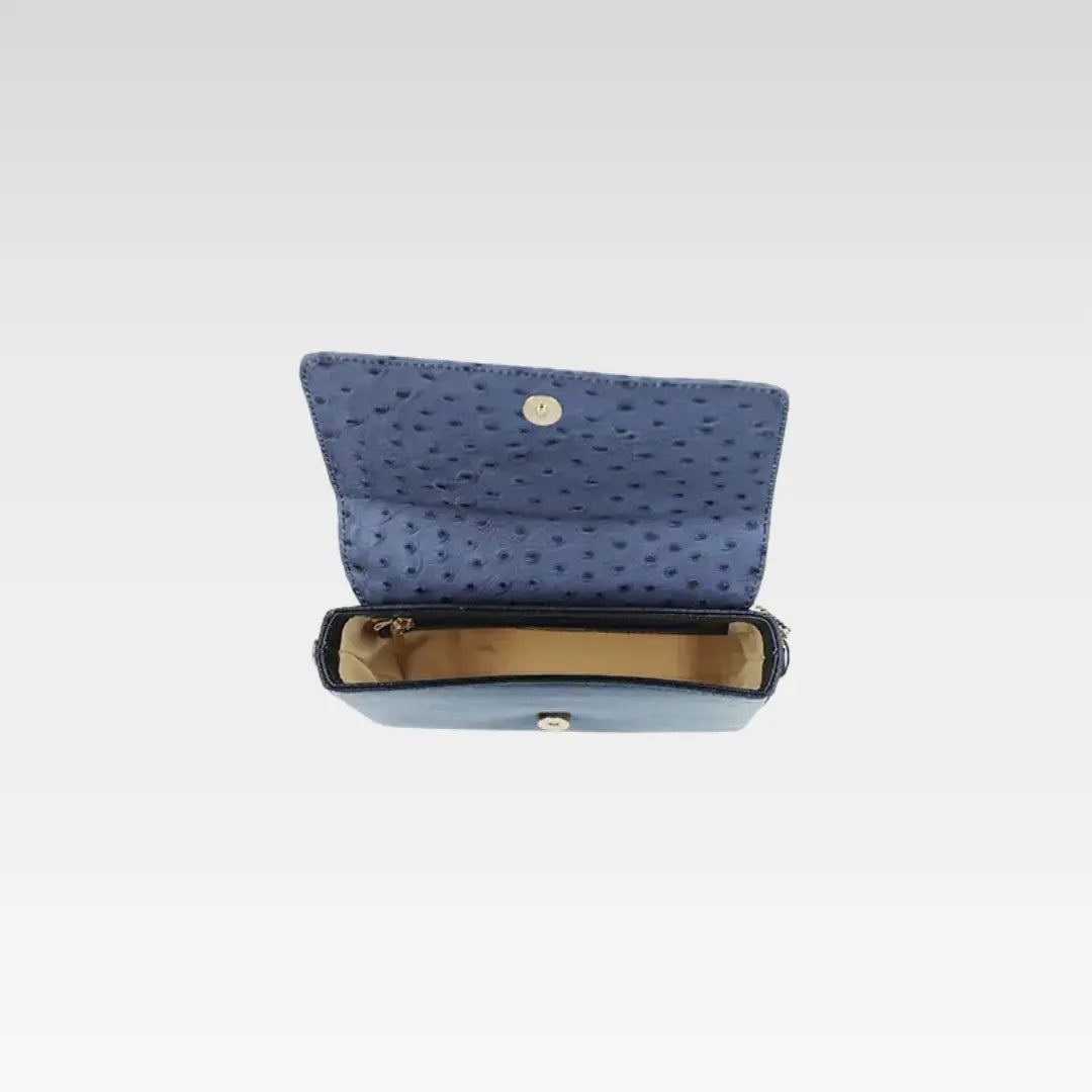 Slate Grey Ostrich Texture Leather Clutch Bag