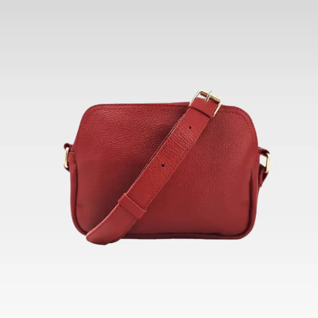 Ruby Red Leather Crossbody Bag Perfect For Everyday Style