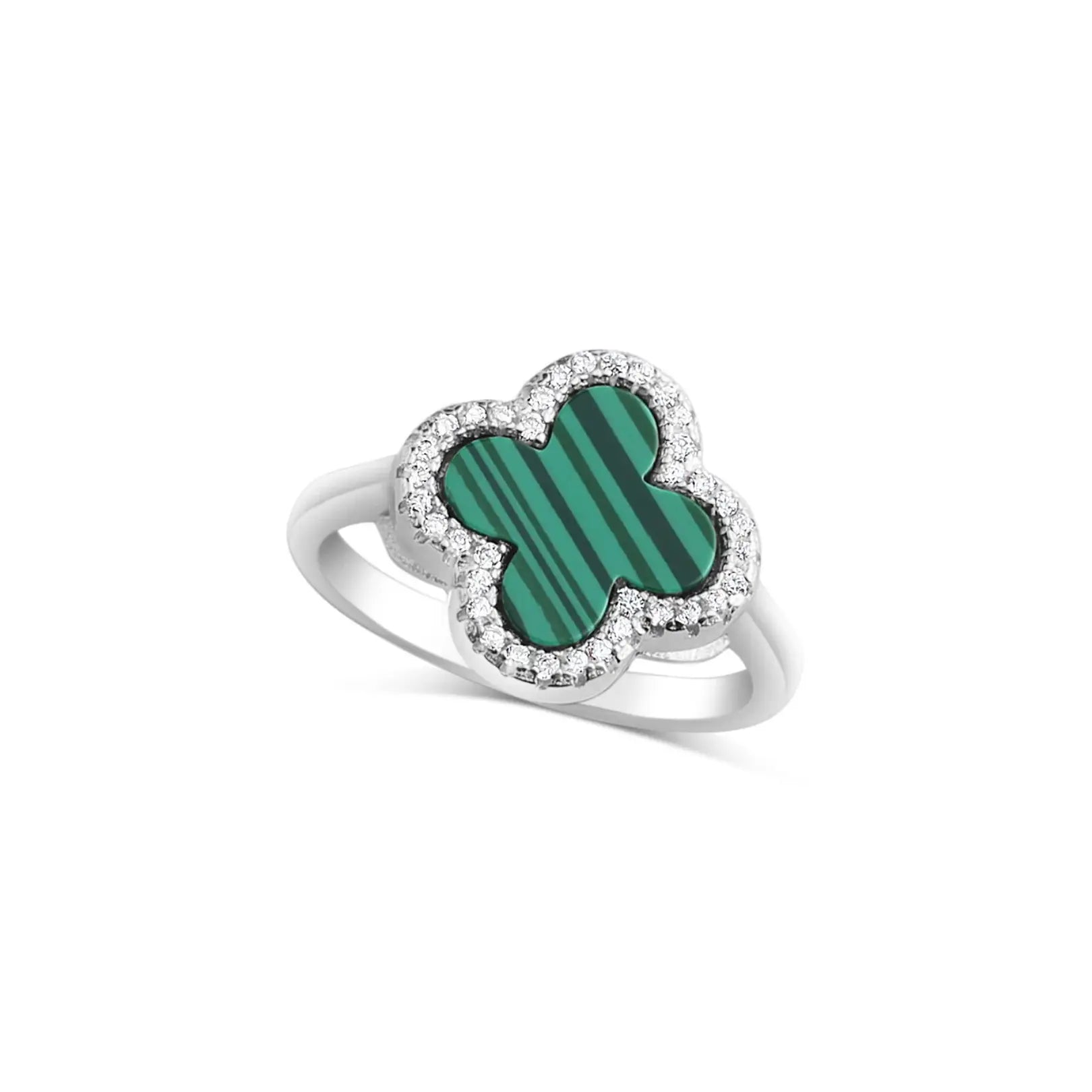 Clover malachite ring