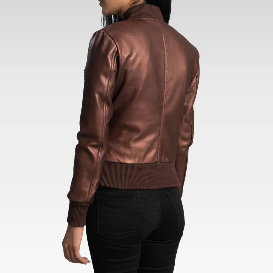 Reida Maroon Leather Bomber Jacket