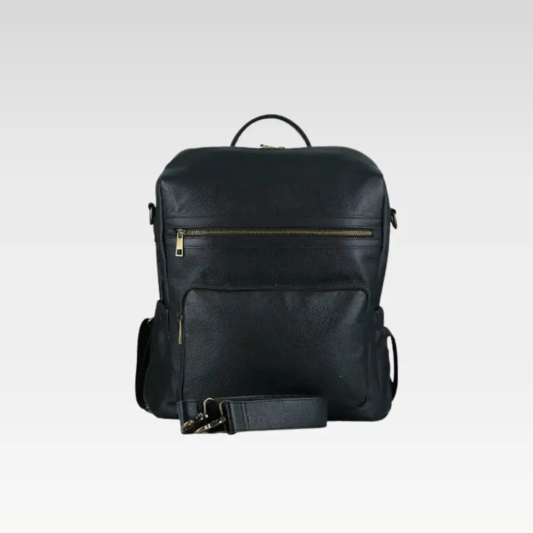 Black Elegant Leather Ladies Backpack For Daily Use & Travel