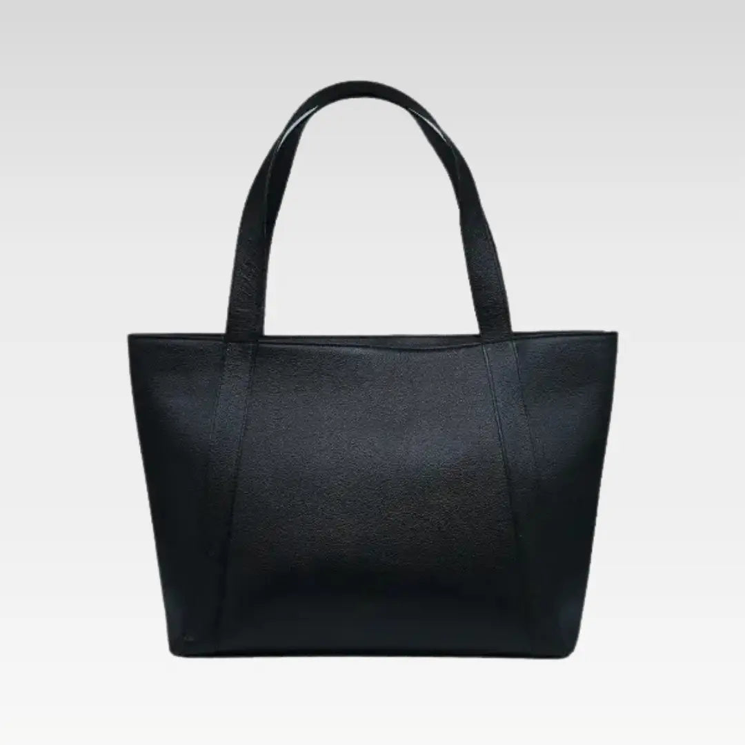 Dark Black Elegant Leather Tote Bag Perfect For Work & Daily Essentials