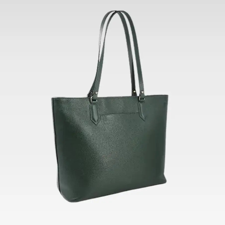 Green Leather Laptop Tote Bag Professional & Spacious For Office Use