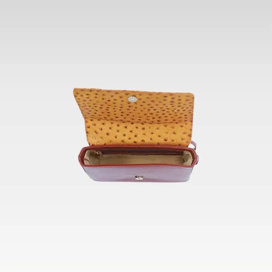 Tawny Brown Ostrich Texture Leather Clutch Bag