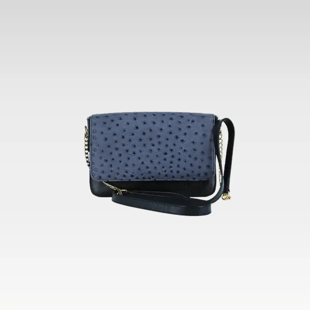 Slate Grey Ostrich Texture Leather Clutch Bag