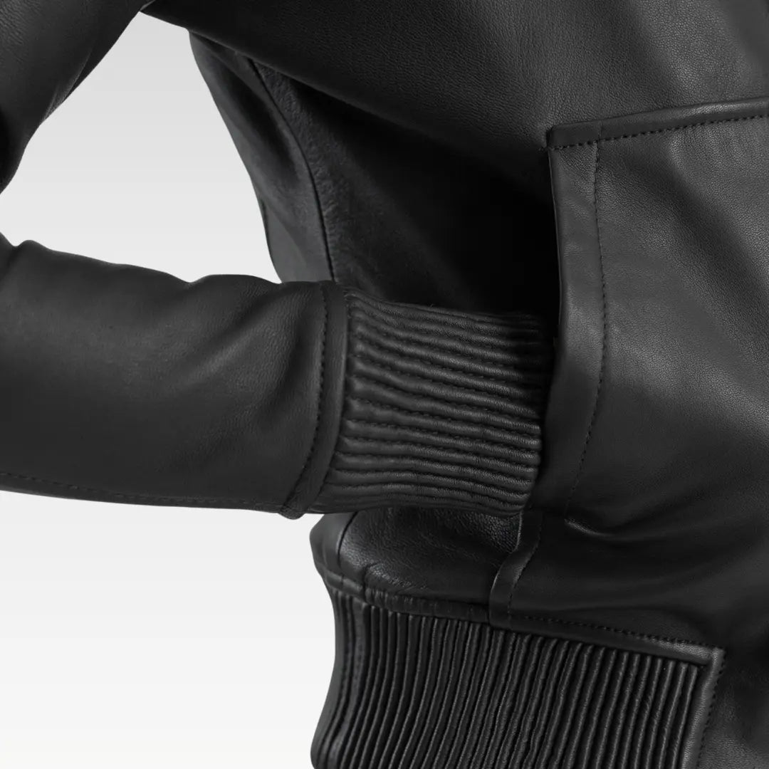 Luna Hooded Leather Bomber Jacket