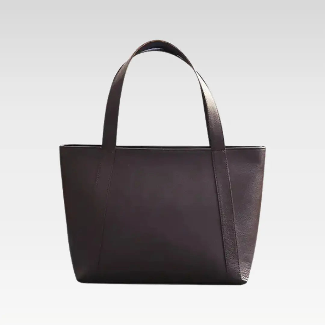 Dark Brown Elegant Leather Tote Bag Perfect For Work & Daily Essentials