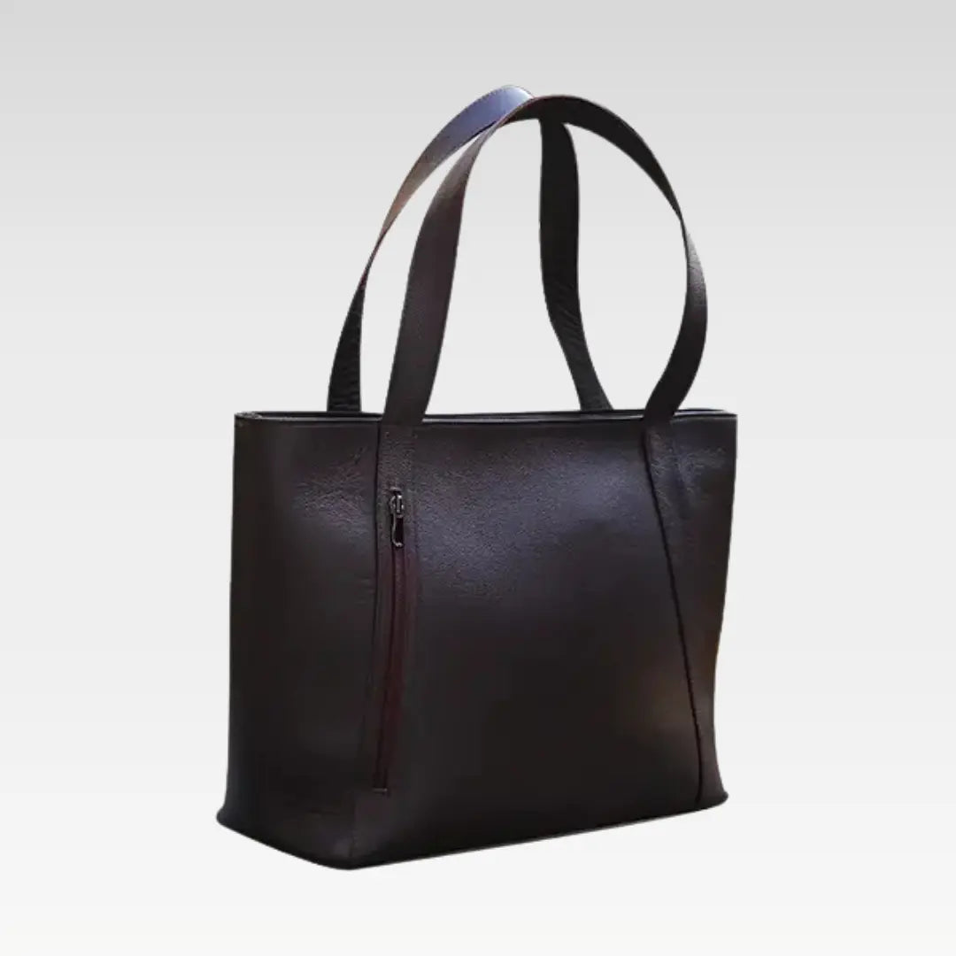 Dark Brown Elegant Leather Tote Bag Perfect For Work & Daily Essentials