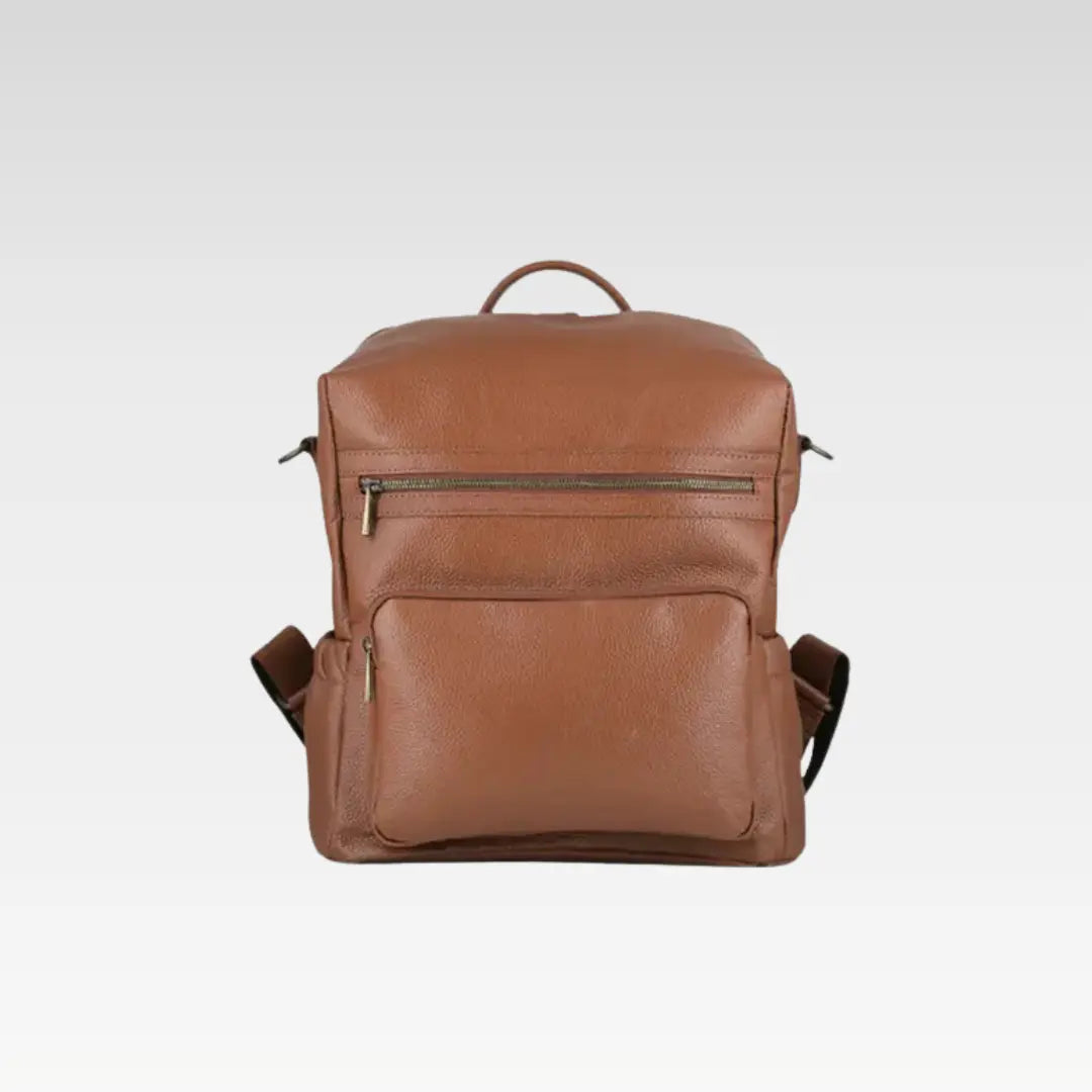 Tan Elegant Leather Ladies Backpack For Daily Use & Travel