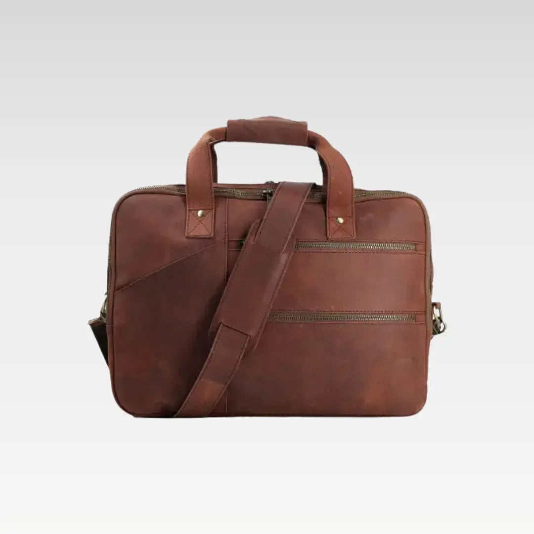 Dark Rust Brown Timeless Crazy Horse Leather Bag