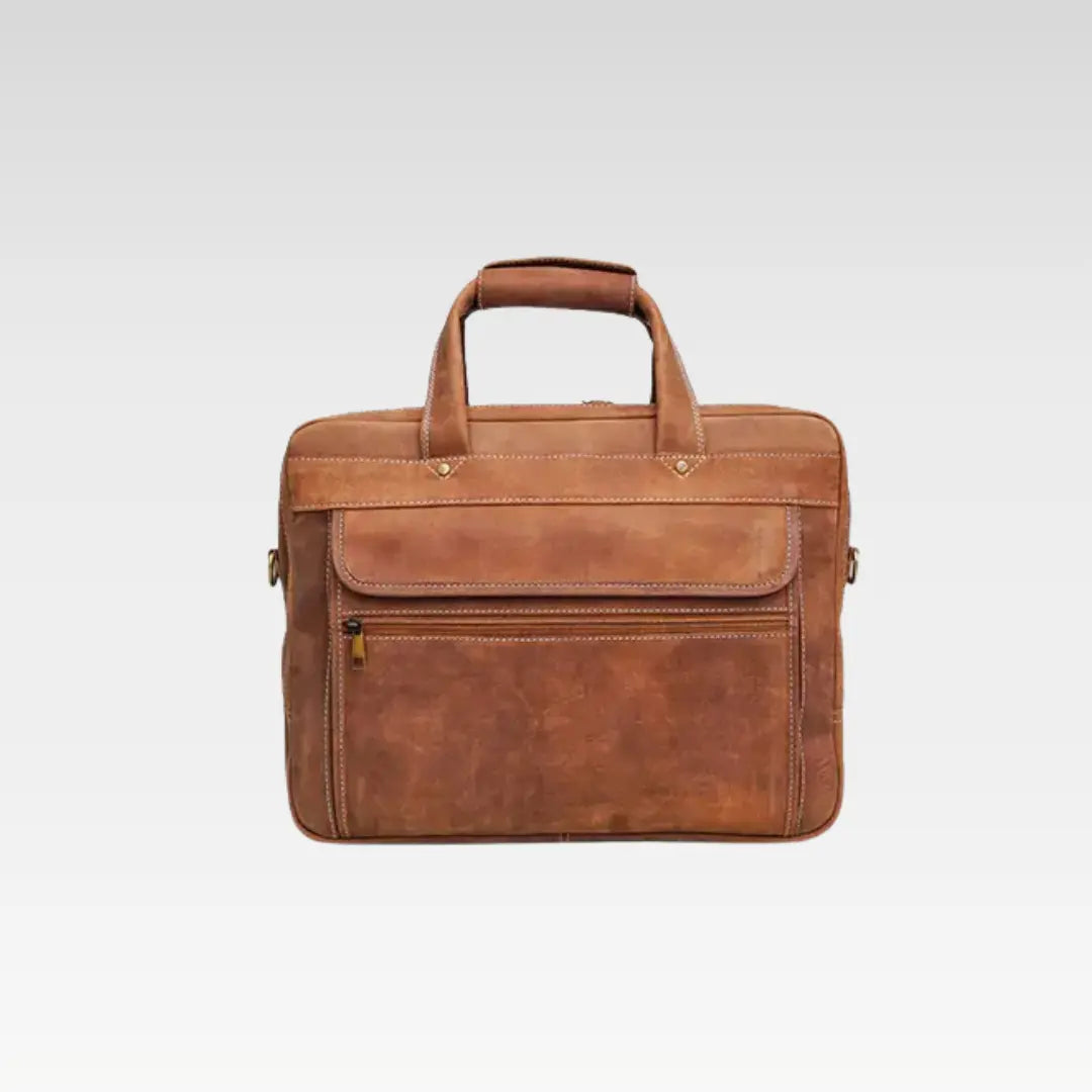 Light Rustic Brown Spacious Leather Laptop Bag - Perfect for Work Travel and Daily Essentials