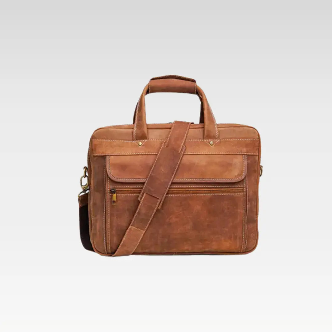 Light Rustic Brown Spacious Leather Laptop Bag - Perfect for Work Travel and Daily Essentials