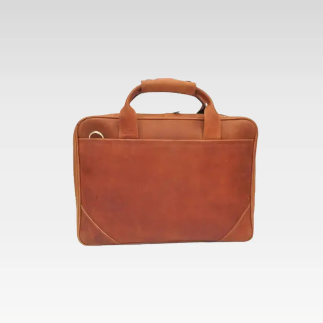 Tan Stylish Slim Leather Laptop Bag - Minimalist & Versatile