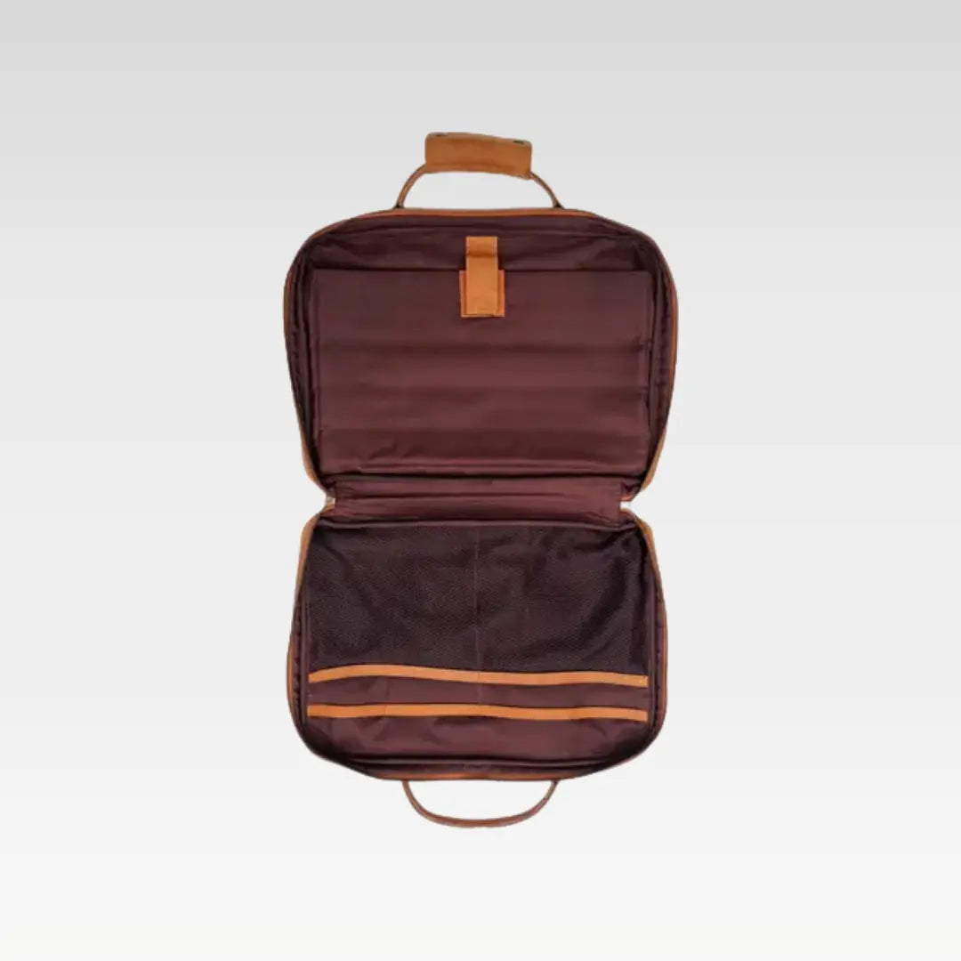 Tan Stylish Slim Leather Laptop Bag - Minimalist & Versatile