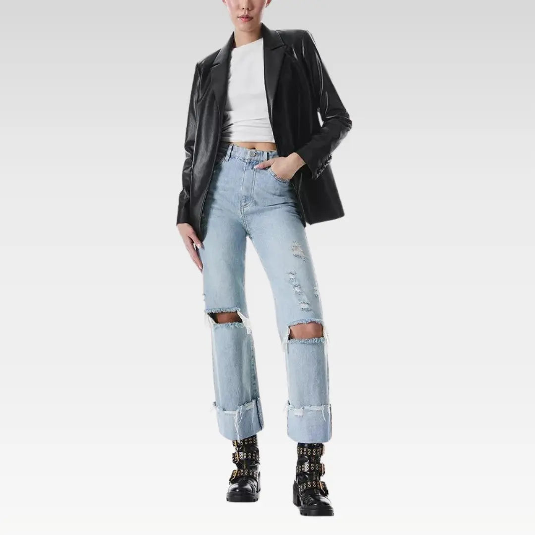 Alice and Olivia Denny Leather Blazer