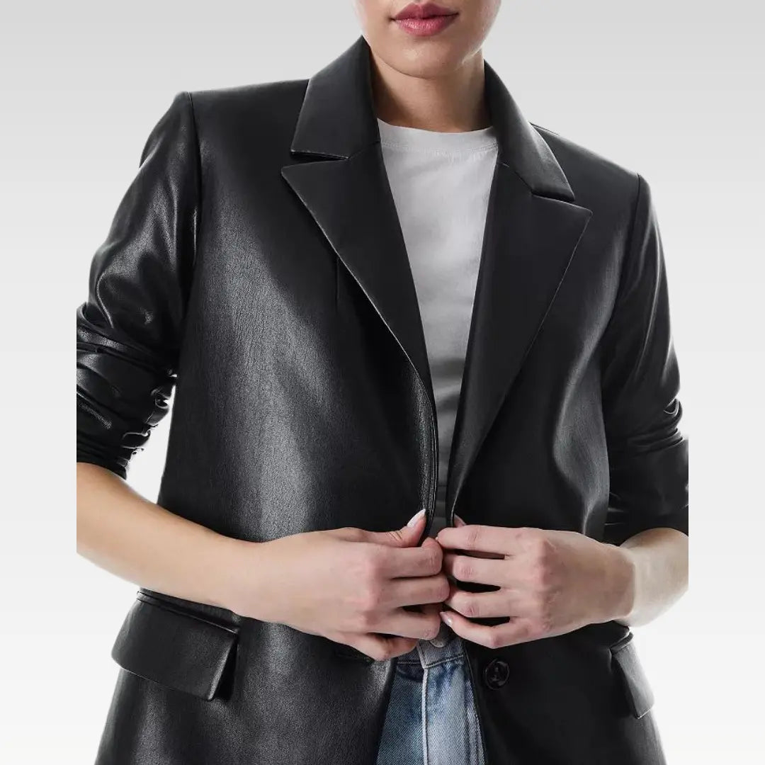 Alice and Olivia Denny Leather Blazer