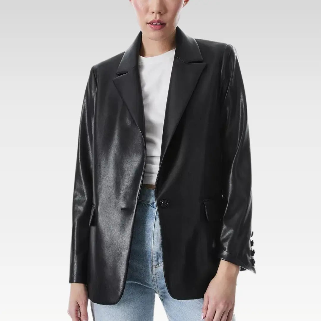 Alice and Olivia Denny Leather Blazer