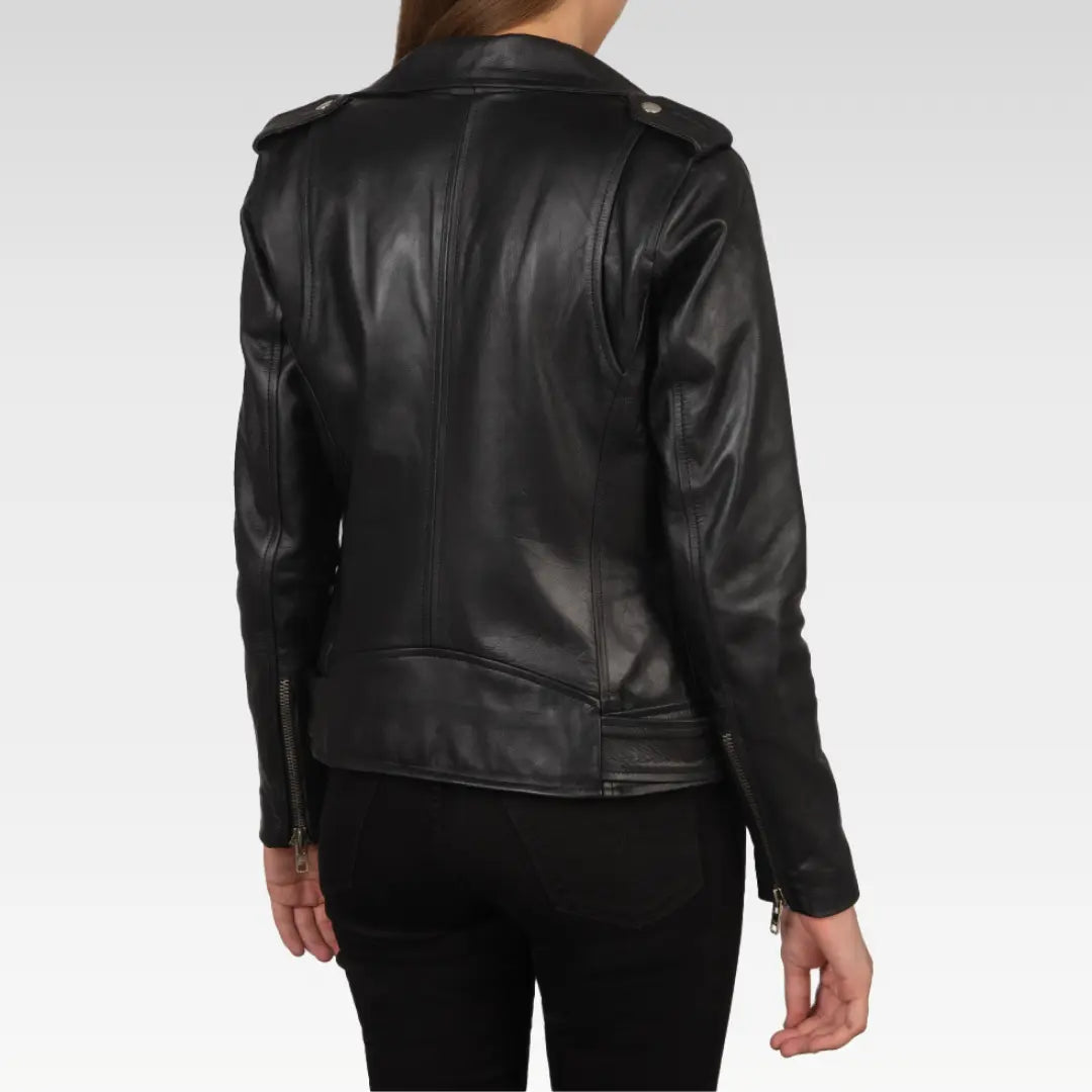 Alison Black Leather Biker Jacket
