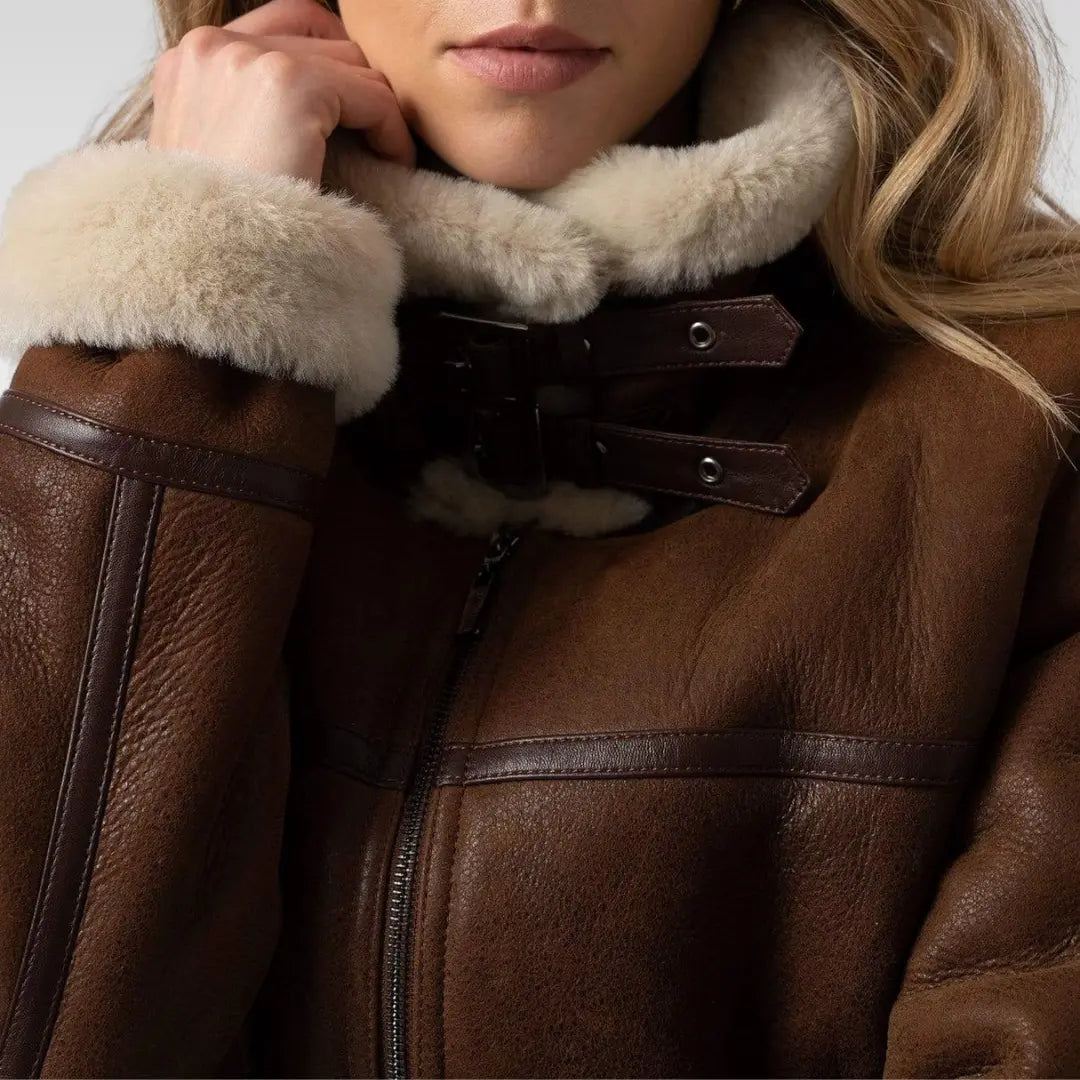 Amelia Aviator Jacket - Brown