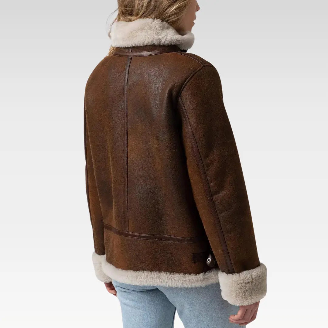 Amelia Aviator Jacket - Brown