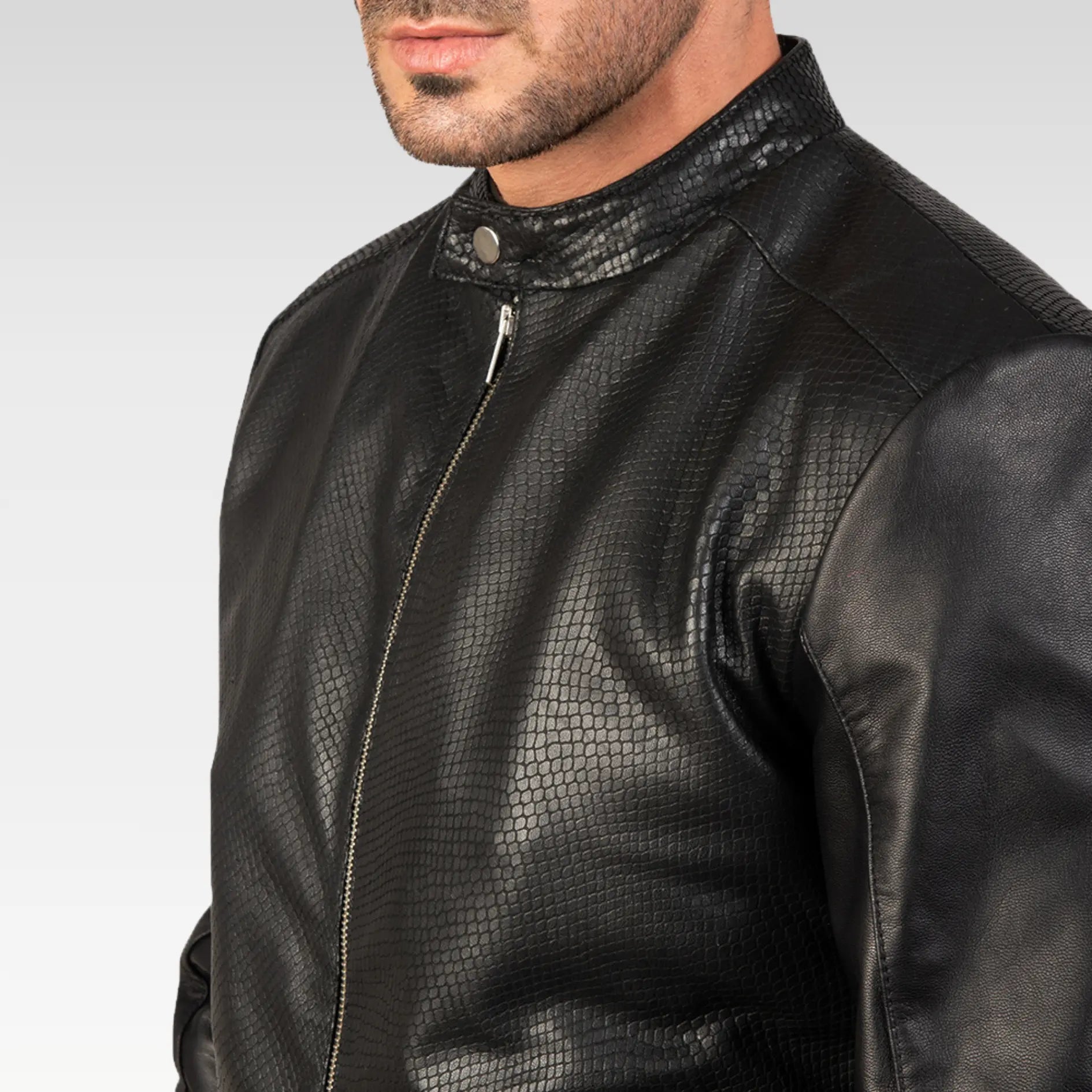 Avan Black & Maroon Leather Bomber Jacket