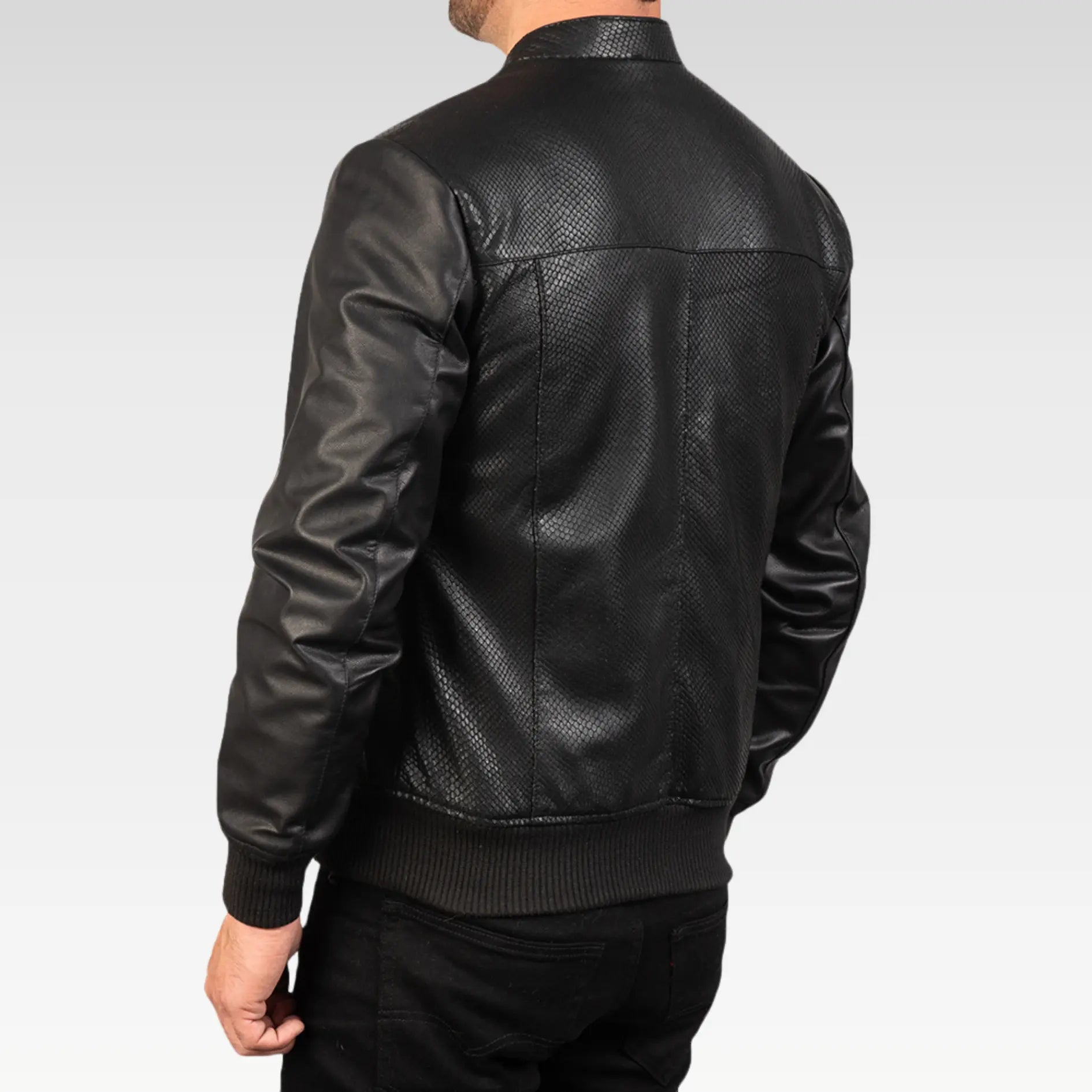 Avan Black & Maroon Leather Bomber Jacket