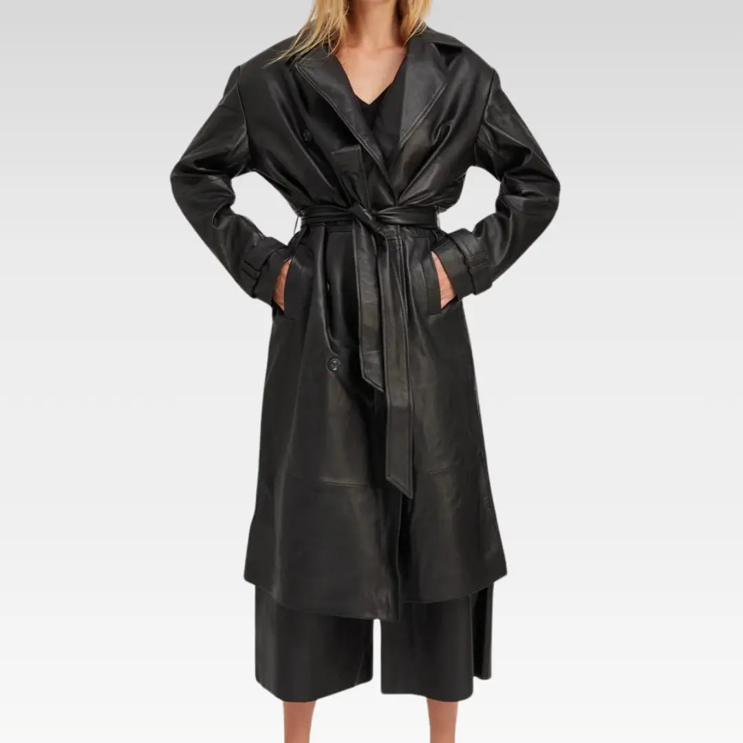 Belle de Jour Black Leather Trench