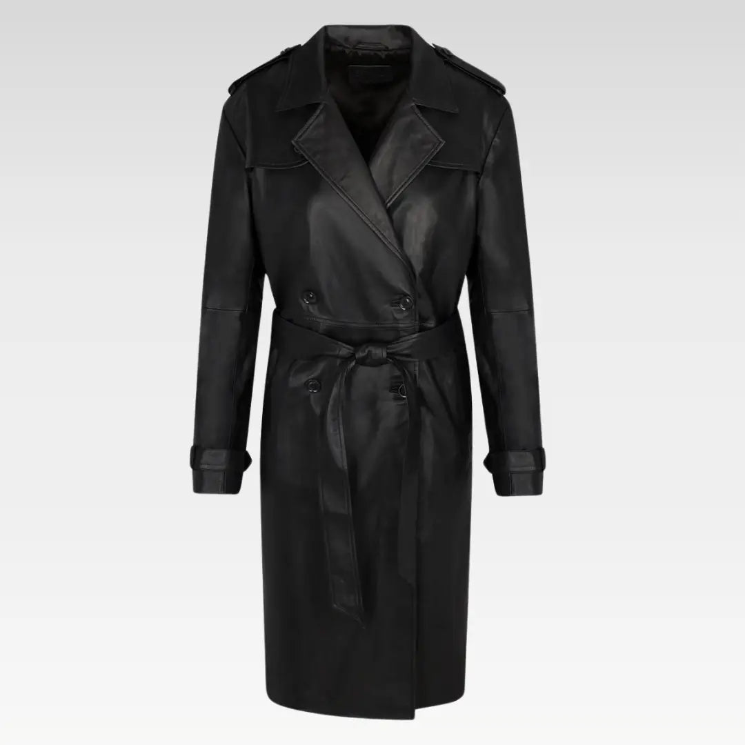 Belle de Jour Black Leather Trench