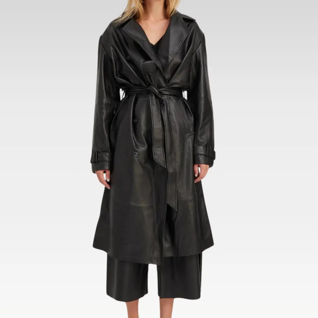 Belle de Jour Black Leather Trench