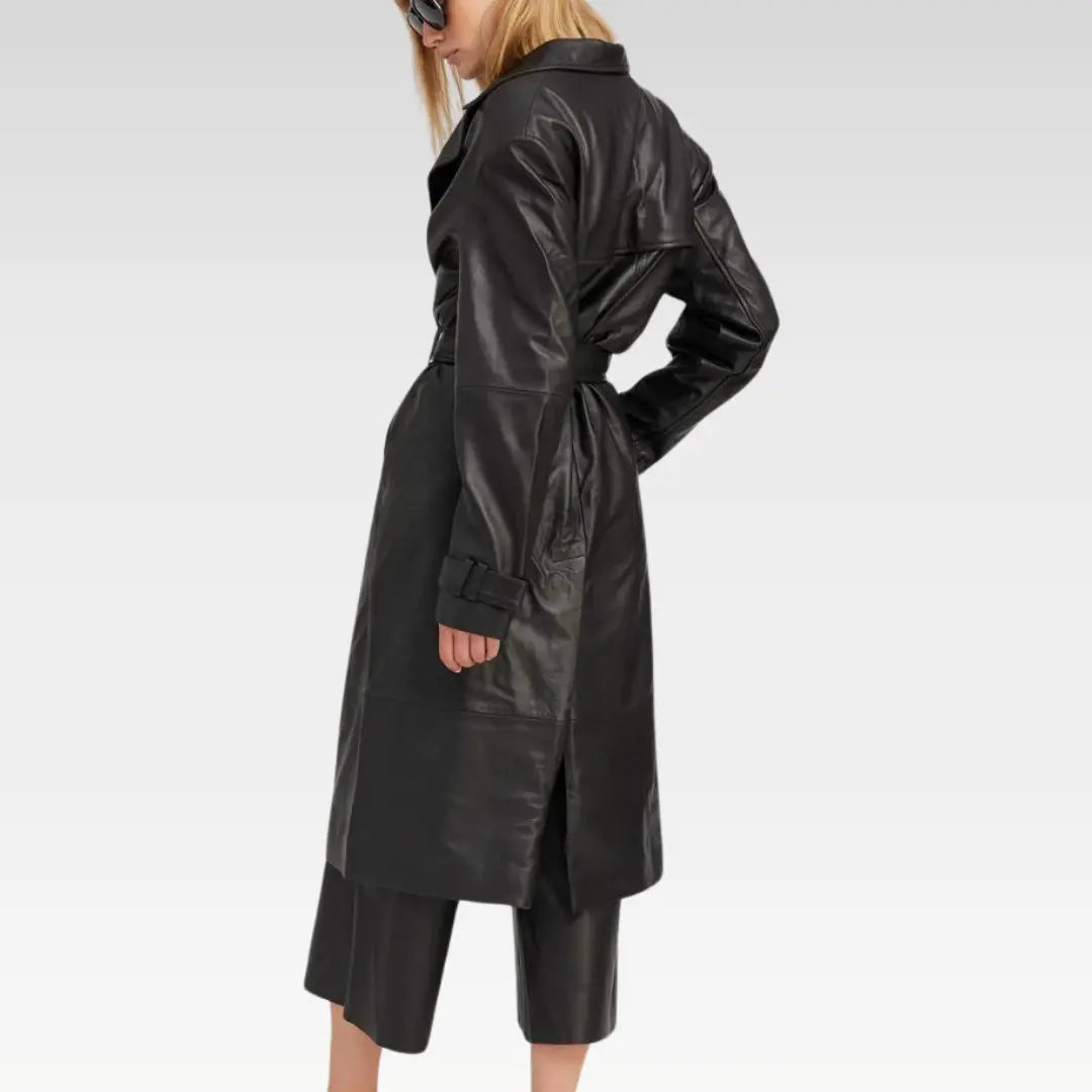 Belle de Jour Black Leather Trench